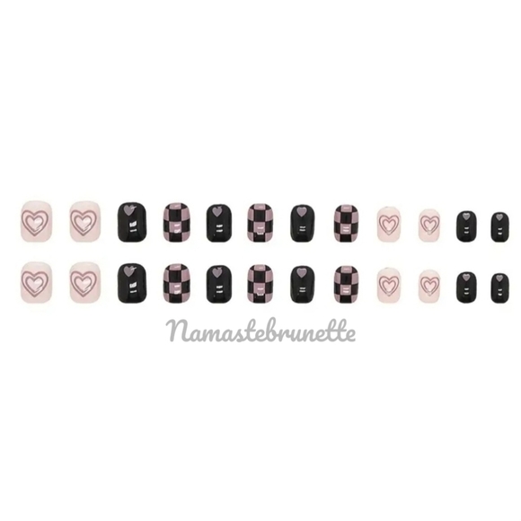 2/$16 24pcs Pink Hearts Press On Nails - Picture 8 of 16